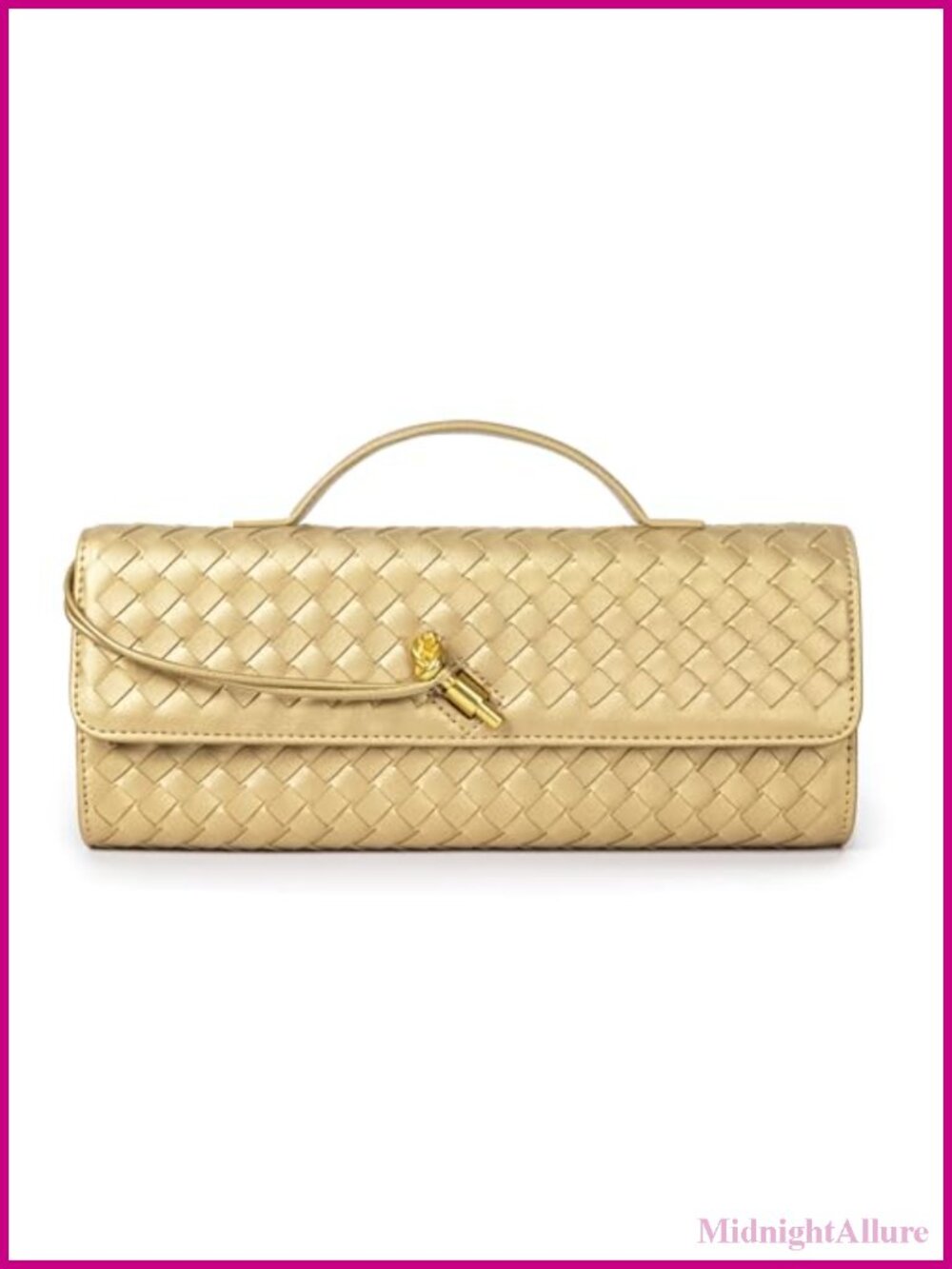 Woven Vegan Leather Evening Clutch Crossbody Purse